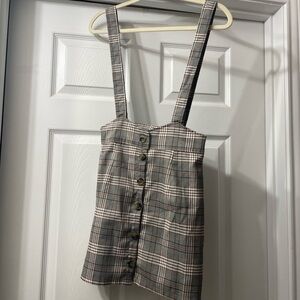Plaid Button-Down overall Top